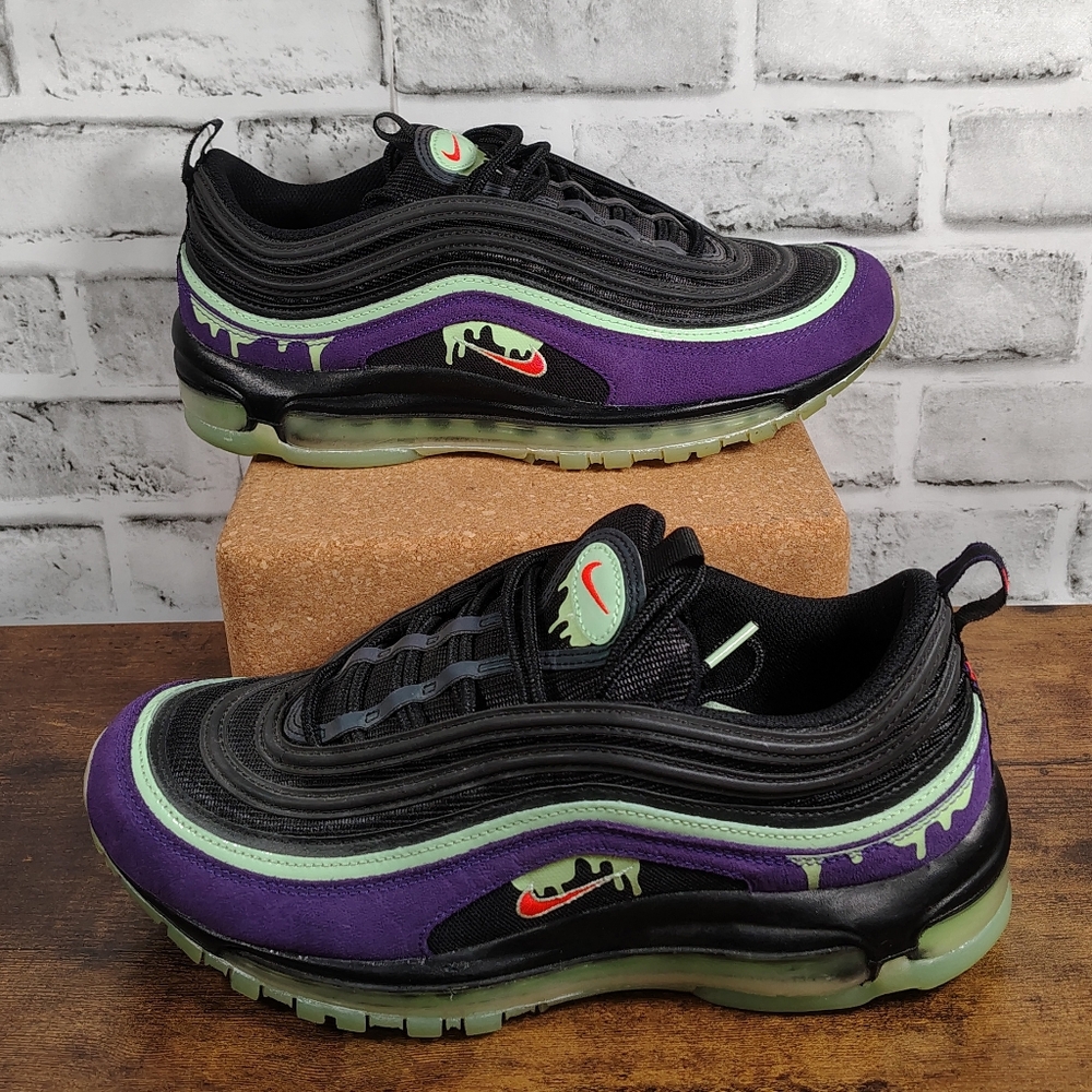 Nike Air Max 97 Halloween Slime DC1500-001 Men's 9.5 Black Purple